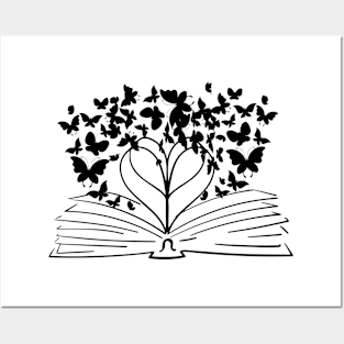 Wildflower Book Funny Reading Book Lover Butterfly Lover Posters and Art